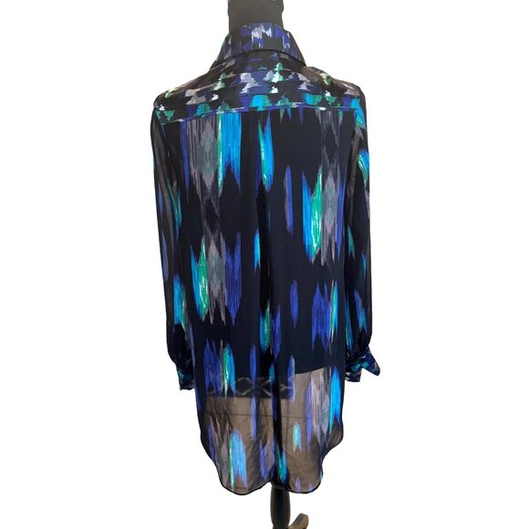 Kirna Zabete Blouse Abstract Pattern Hi Low City Classic Formal Party Office - Picture 2 of 11